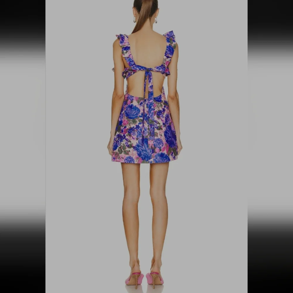 Zimmermann Floral Ruffle Dress in Blue and Pink - Picture 6 of 7